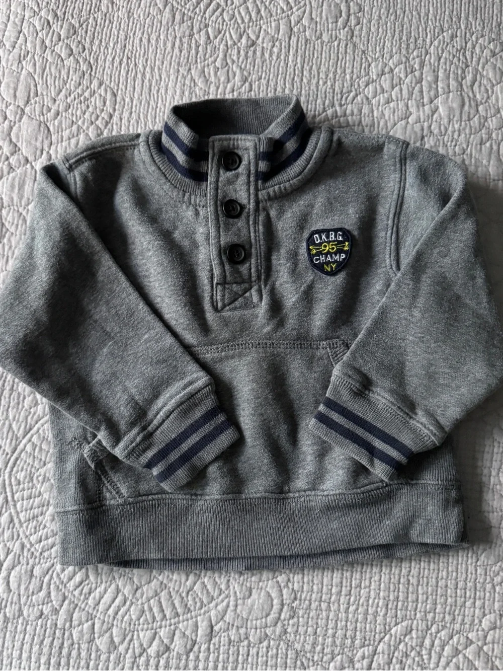 OshKosh B'gosh Gray Pullover Sweatshirt with Navy Trim